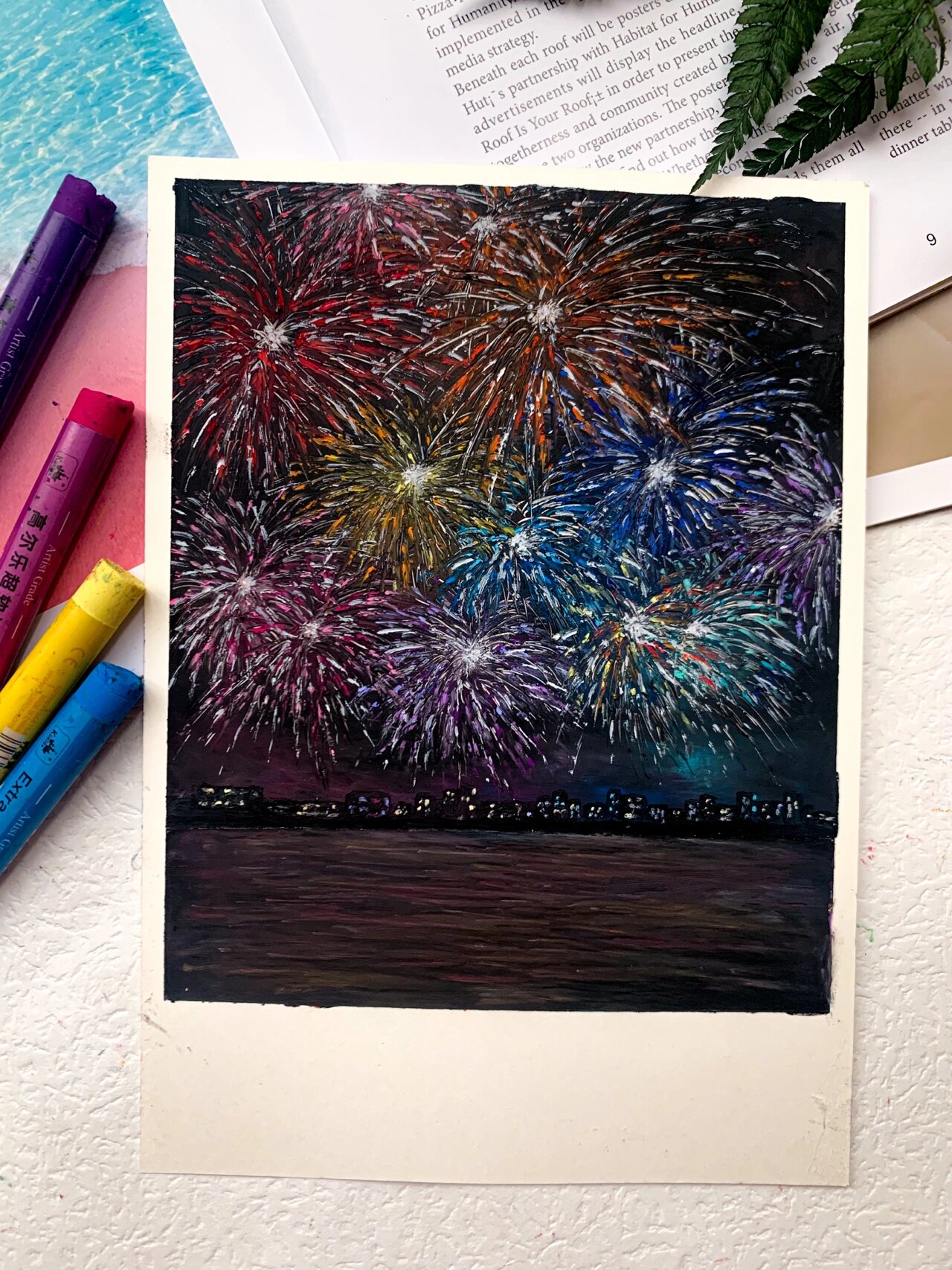 油画棒风景画油画棒教程