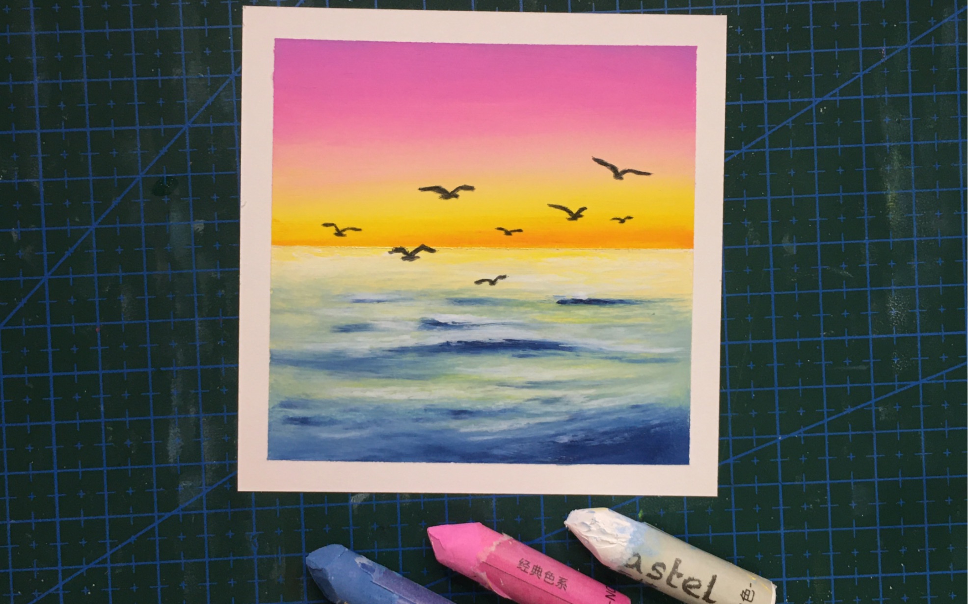油画棒｜超简单新手风景教程｜海边(图1)